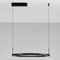 Lampadari Moderni-Selezionato da Mazzolaluce Lampadario moderno nero anello led 3000k per soggiorno
