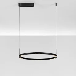 Lampadari Moderni-Selezionato da Mazzolaluce Lampadario moderno nero anello led 3000k per soggiorno