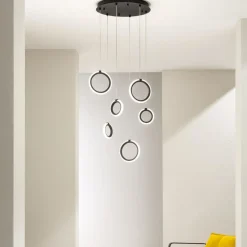 Lampadari Moderni-Ondaluce Lampadario moderno nero a 6 per soggiorno luci led 3000k pinta