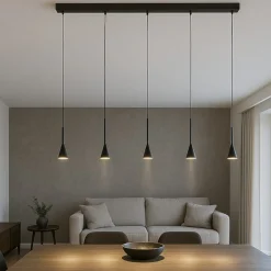 Lampadari Moderni-Selezionato da Mazzolaluce Lampadario moderno nero con pendenti per tavolo soggiorno