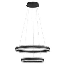 Lampadari Moderni-Selezionato da Mazzolaluce Lampadario moderno nero doppio anello led 3000k per soggiorno