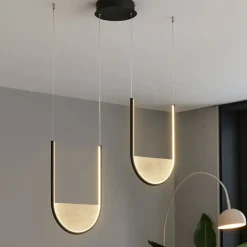 Lampadari Moderni-Ondaluce Lampadario moderno nero led 3000k con decentramento lotus