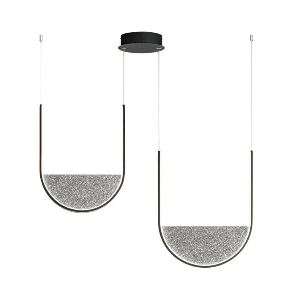 Lampadari Moderni-Ondaluce Lampadario moderno nero led 3000k con decentramento lotus