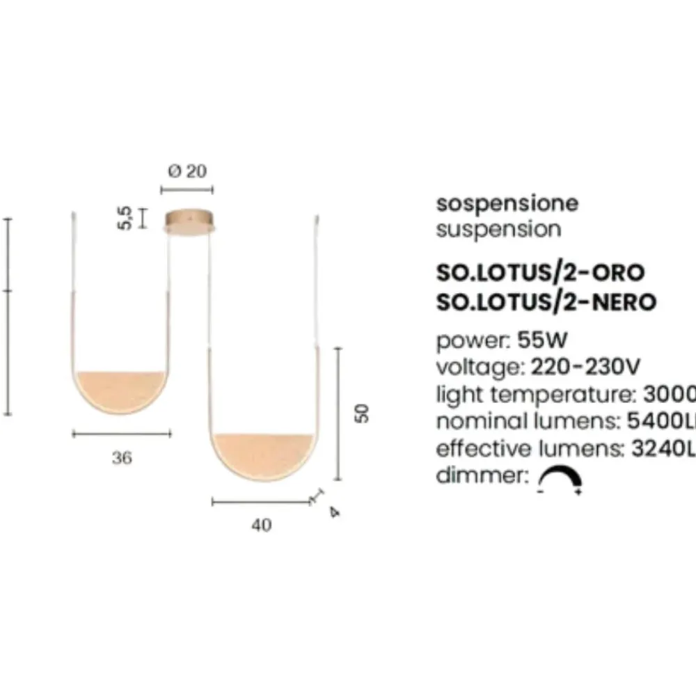 Lampadari Moderni-Ondaluce Lampadario moderno nero led 3000k con decentramento lotus