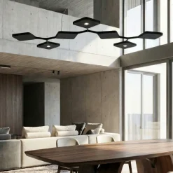Lampadari Moderni-Stilnovo Lampadario moderno nero led 42w 3000k per salotto quad