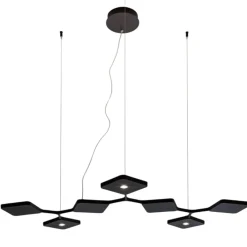 Lampadari Moderni-Stilnovo Lampadario moderno nero led 42w 3000k per salotto quad