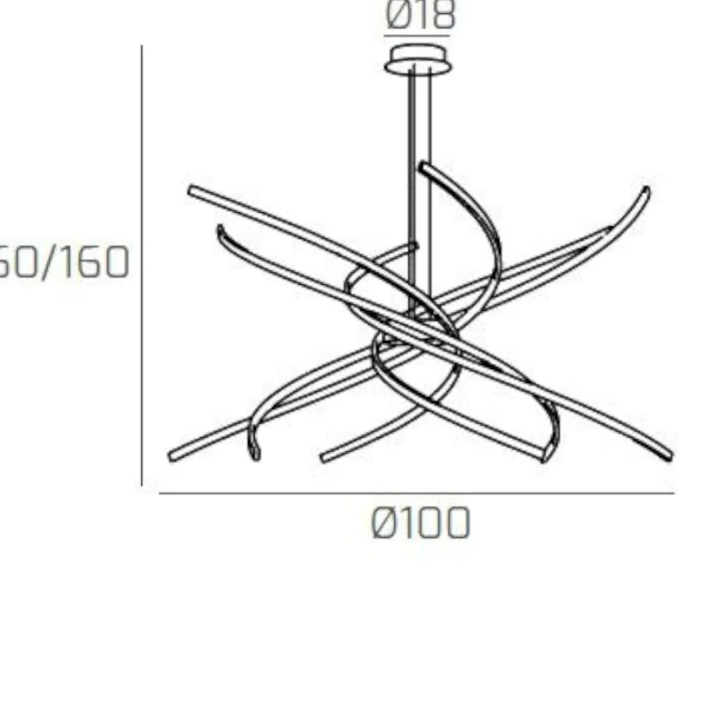 Lampadari Moderni-Top Light Lampadario moderno nero led 88w 3000k tornado toplight