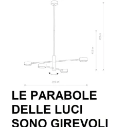 Lampadari Moderni-Selezionato da Mazzolaluce Lampadario moderno nero luci orientabili per soggiorno lampadine gx53