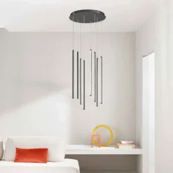 Lampadari Moderni-Ondaluce Lampadario moderno nero 8 luci genius led 3000k
