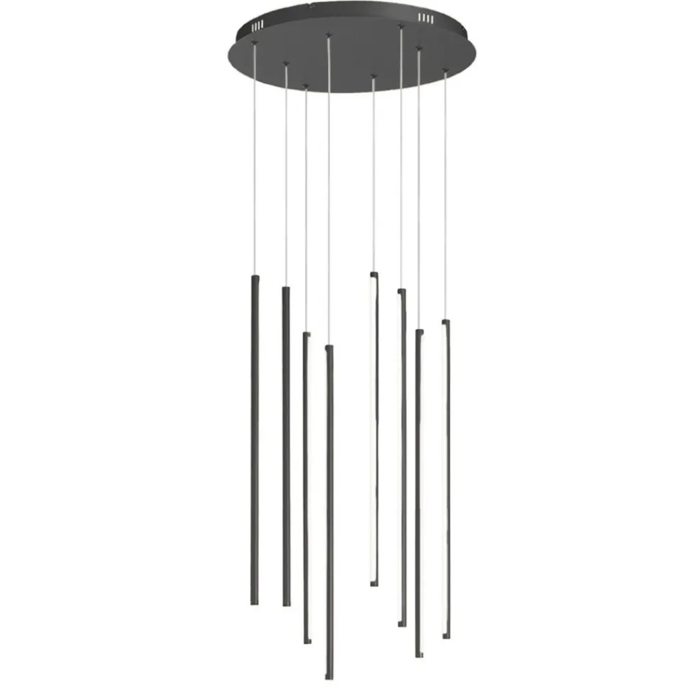Lampadari Moderni-Ondaluce Lampadario moderno nero 8 luci genius led 3000k