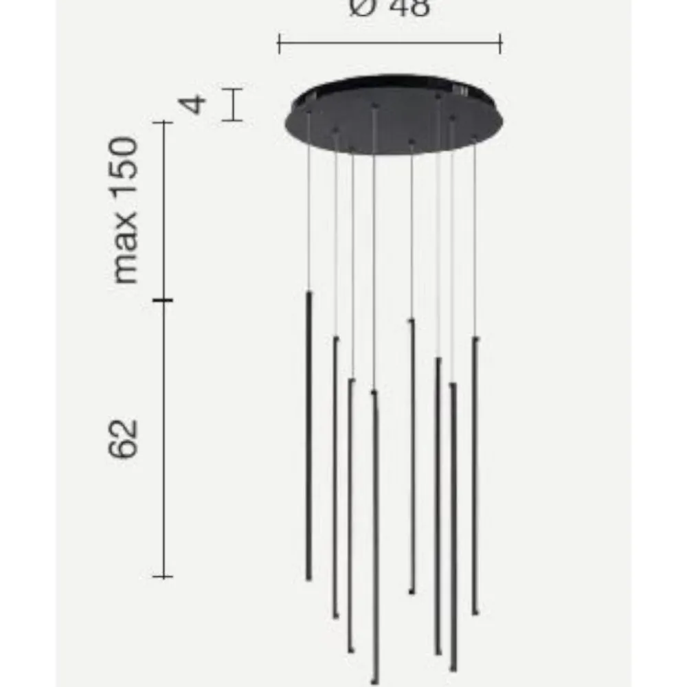 Lampadari Moderni-Ondaluce Lampadario moderno nero 8 luci genius led 3000k