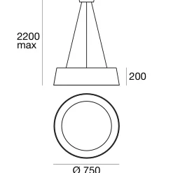 Lampadari Moderni-Stilnovo Lampadario moderno nero oxygen led 50w 3000k dimmerabile biemissione