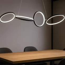Lampadari Moderni-Selezionato da Mazzolaluce Lampadario moderno nero per soggiorno led 37w 3000k dimmerabile