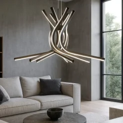 Lampadari Moderni-Selezionato da Mazzolaluce Lampadario moderno nero per soggiorno led dimmerabile 60w 3000k