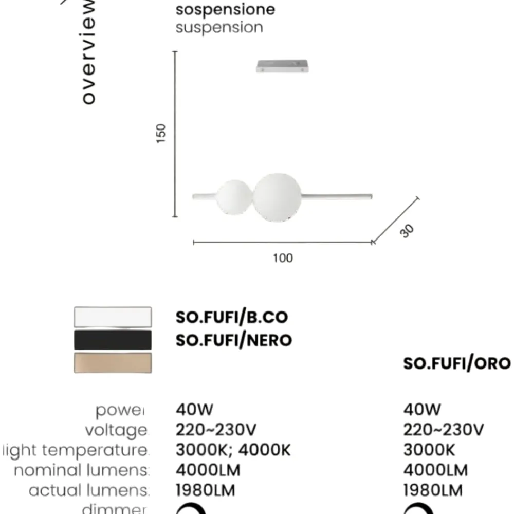 Lampadari Moderni-Ondaluce Lampadario moderno so fufi nero led 4000k