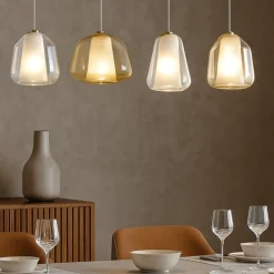 Lampadari Moderni-Top Light Lampadario moderno oro soggiorno vetri bianco ambra