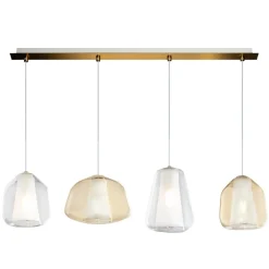 Lampadari Moderni-Top Light Lampadario moderno oro soggiorno vetri bianco ambra