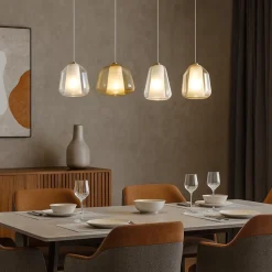 Lampadari Moderni-Top Light Lampadario moderno oro soggiorno vetri bianco ambra