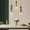 Lampadari Moderni-Selezionato da Mazzolaluce Lampadario moderno oro vetri multicolor per soggiorno