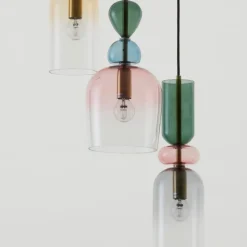 Lampadari Moderni-Selezionato da Mazzolaluce Lampadario moderno oro vetri multicolor per soggiorno