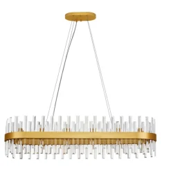 Lampadari Moderni-Selezionato da Mazzolaluce Lampadario moderno ovale finitura oro con cristalli