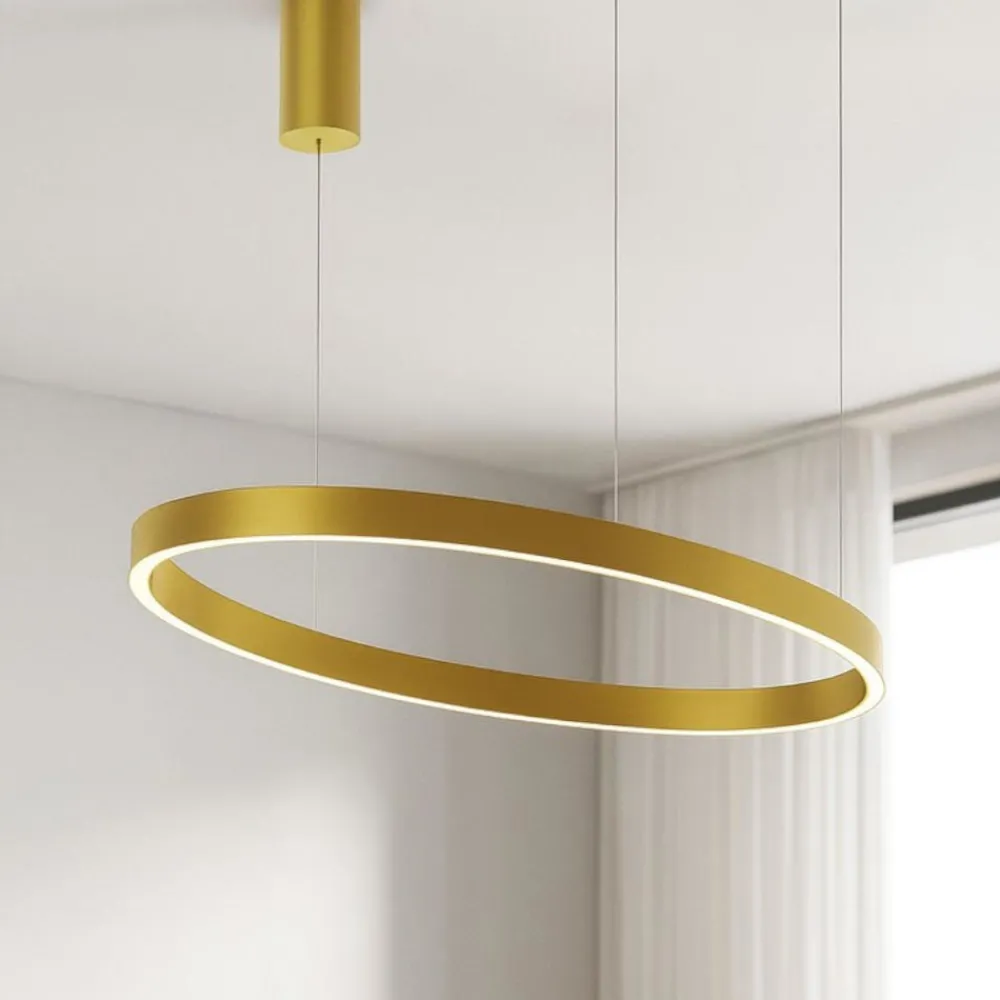 Lampadari Moderni-Gea Luce Lampadario moderno ovale led 60w 3000k criseideo oro