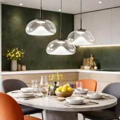 Lampadari Moderni-Fabas Luce Lampadario moderno 3 pendenti in vetro trasparente brena