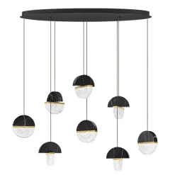 Lampadari Moderni-Selezionato da Mazzolaluce Lampadario moderno 8 pendenti in marmo nero e vetro elegante per tavolo sala da pranzo