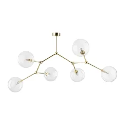 Lampadari Moderni-Selezionato da Mazzolaluce Lampadario moderno per salotto oro 6 bocce trasparenti