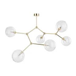 Lampadari Moderni-Selezionato da Mazzolaluce Lampadario moderno per salotto oro 6 bocce trasparenti