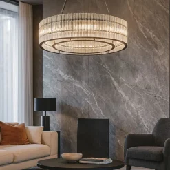 Lampadari Moderni-Selezionato da Mazzolaluce Lampadario moderno per salotto nero e vetro