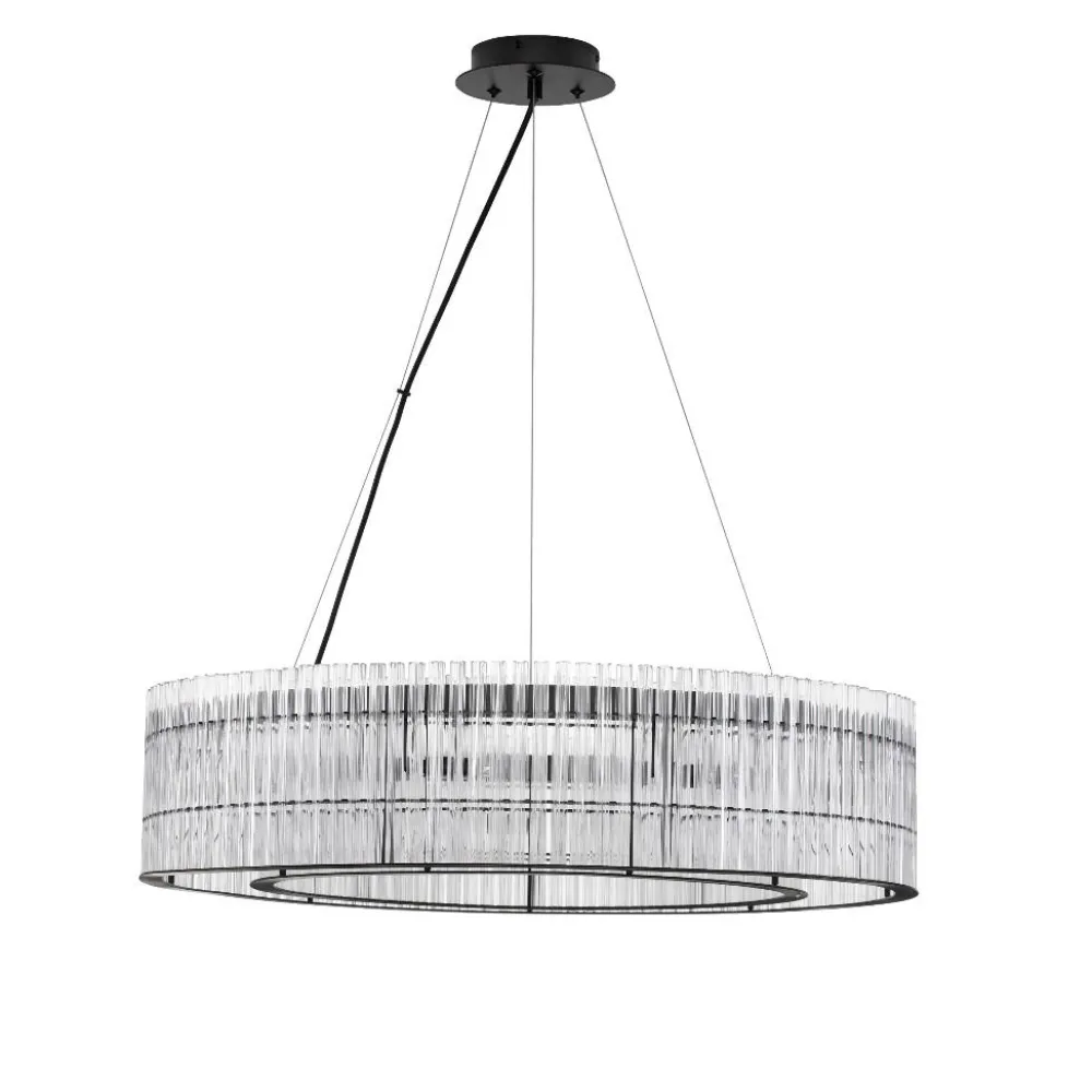 Lampadari Moderni-Selezionato da Mazzolaluce Lampadario moderno per salotto nero e vetro