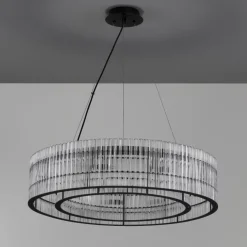 Lampadari Moderni-Selezionato da Mazzolaluce Lampadario moderno per salotto nero e vetro