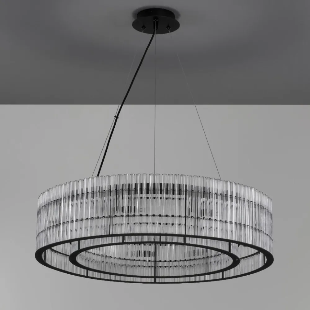 Lampadari Moderni-Selezionato da Mazzolaluce Lampadario moderno per salotto nero e vetro