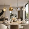 Lampadari Moderni-Top Light Lampadario moderno per sfere vetro ambra oro cromo trasparente