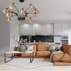 Lampadari Moderni-Selezionato da Mazzolaluce Lampadario moderno per soggiorno design nero rame