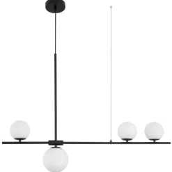 Lampadari Moderni-Selezionato da Mazzolaluce Lampadario moderno per soggiorno nero sfere vetro bianco