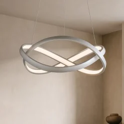 Lampadari Moderni-Selezionato da Mazzolaluce Lampadario moderno per soggiorno grigio oro led 40w 3500k 5000k con telecomando