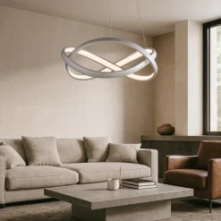 Lampadari Moderni-Selezionato da Mazzolaluce Lampadario moderno per soggiorno grigio oro led 40w 3500k 5000k con telecomando