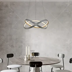 Lampadari Moderni-Selezionato da Mazzolaluce Lampadario moderno per soggiorno grigio oro led 40w 3500k 5000k con telecomando