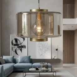 Lampadari Moderni-Selezionato da Mazzolaluce Lampadario moderno per soggiorno vetro bronzo
