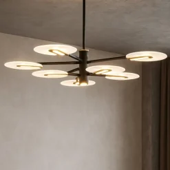 Lampadari Moderni-Selezionato da Mazzolaluce Lampadario moderno per soggiorno nero e oro led 3000k