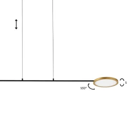 Lampadari Moderni-Selezionato da Mazzolaluce Lampadario moderno per tavolo da pranzo nero oro led 3000k luci orientabili