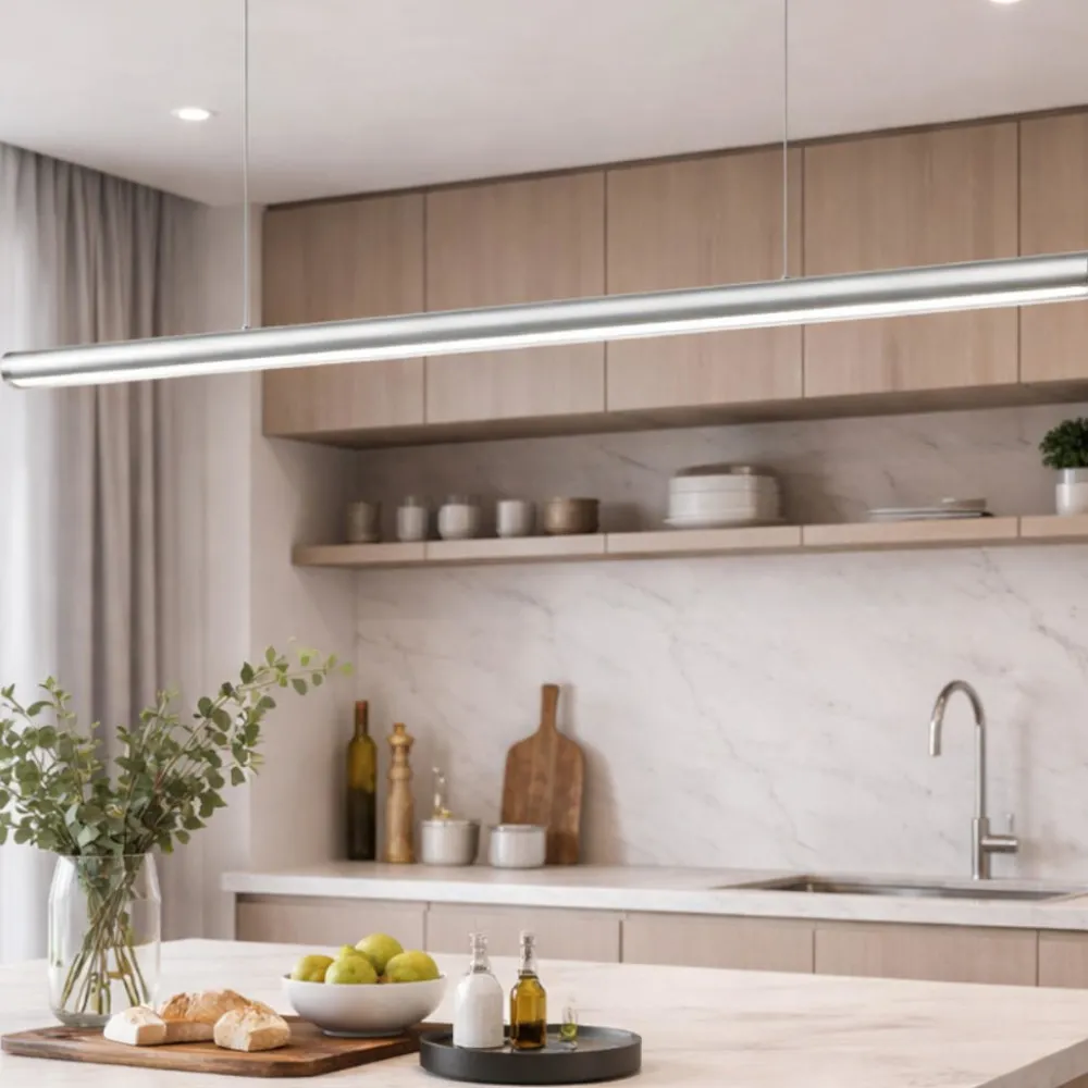 Lampadari Moderni-Ideal Lux Lampadario moderno per ufficio acciaio led 3000k dorica