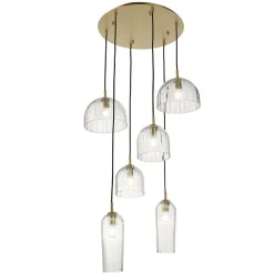 Lampadari Moderni-Ondaluce Lampadario moderno puck vetri trasparente metallo oro
