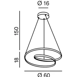 Lampadari Moderni-Perenz Illuminazione Lampadario moderno ritmo perenz led 55w cct grigio per soggiorno