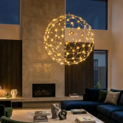 Lampadari Moderni-Selezionato da Mazzolaluce Lampadario moderno sfera oro led 22w 3000k per salotto