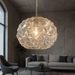 Lampadari Moderni-Perenz Illuminazione Lampadario moderno sfera sfaccettata di vetro ambra meteora perenz