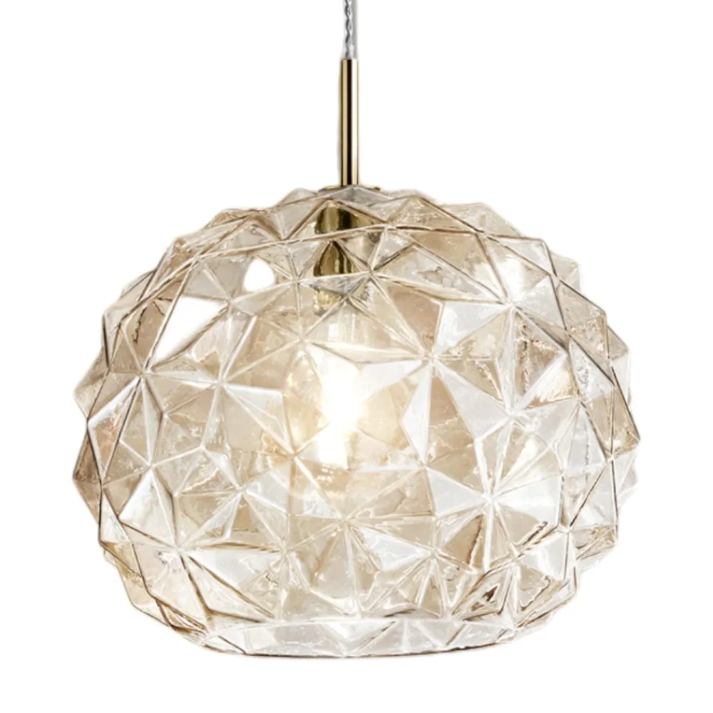 Lampadari Moderni-Perenz Illuminazione Lampadario moderno sfera sfaccettata di vetro ambra meteora perenz
