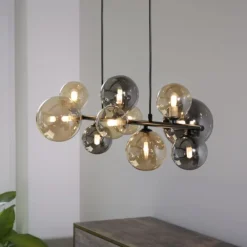 Lampadari Moderni-Selezionato da Mazzolaluce Lampadario moderno sfere di vetro fume ambra per soggiorno